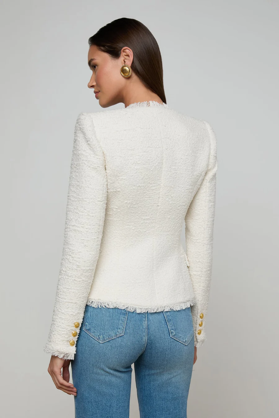 Nerina Tweed Blazer Ivory - Image 2