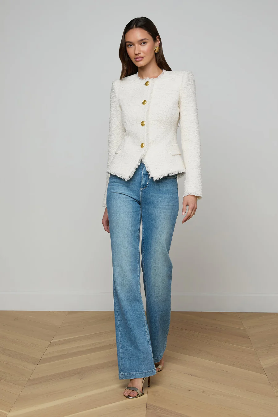 Nerina Tweed Blazer Ivory - Image 3