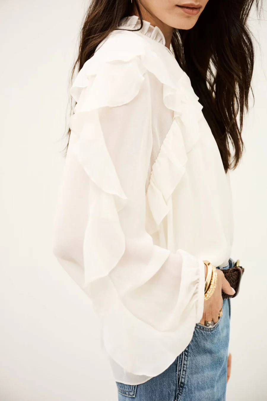 Nils Long Sleeve Blouse Ecru - Image 3