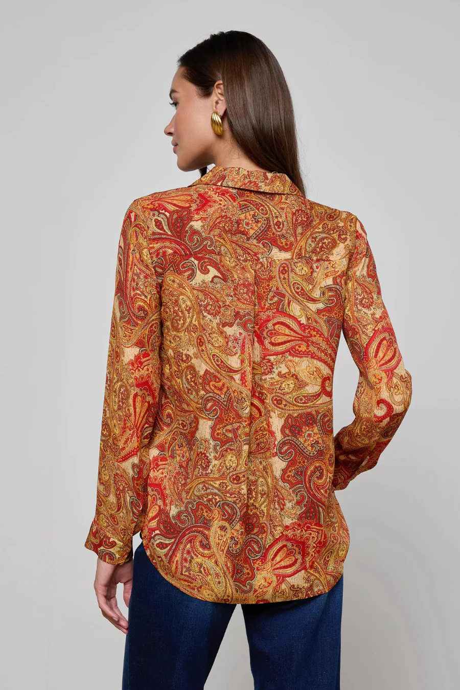 Nina Blouse Golden Ochre Multi Twill Paisley - Image 2