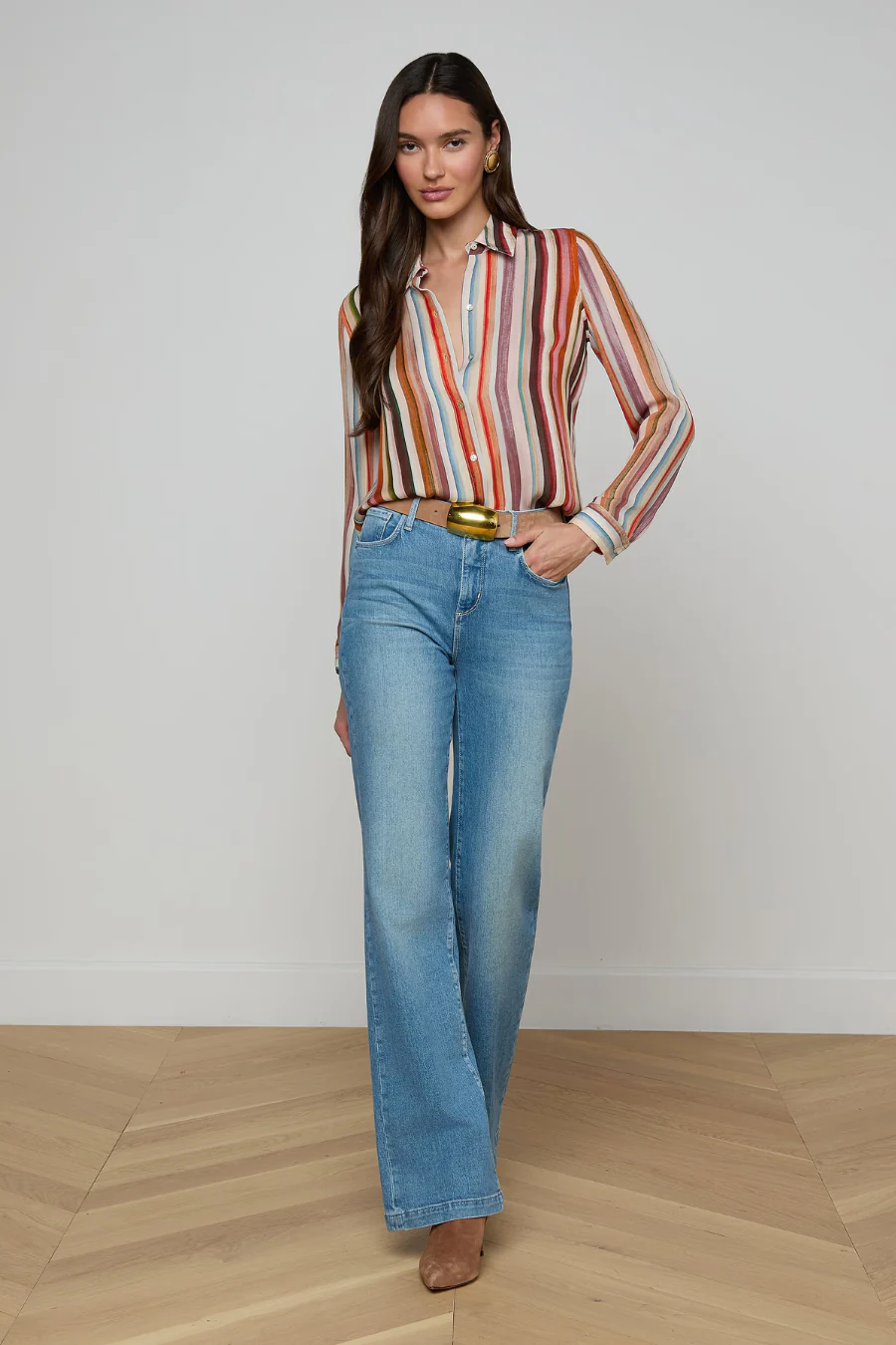 Nina Blouse Multi Watercolour Stripe - Image 2
