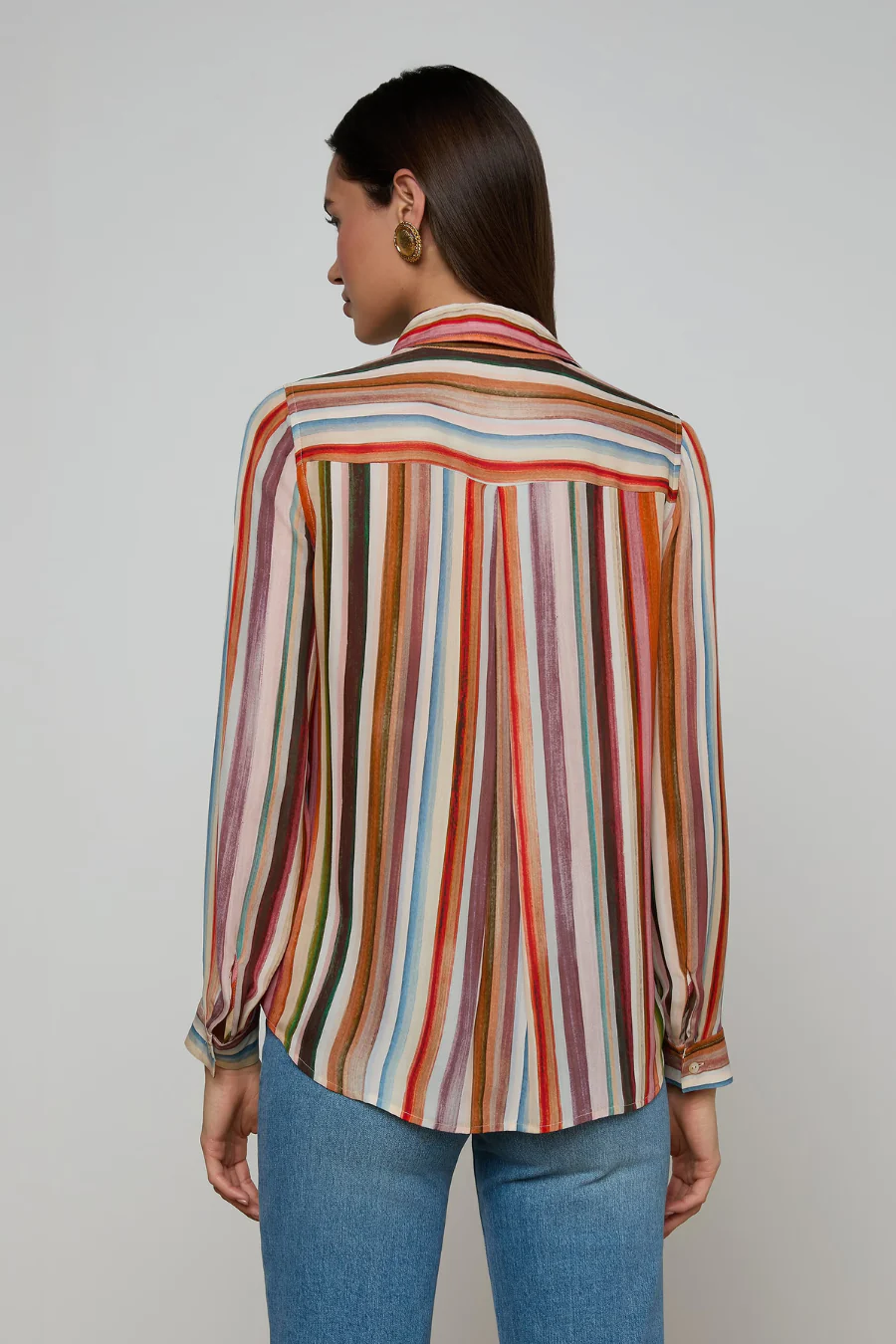 Nina Blouse Multi Watercolour Stripe - Image 3