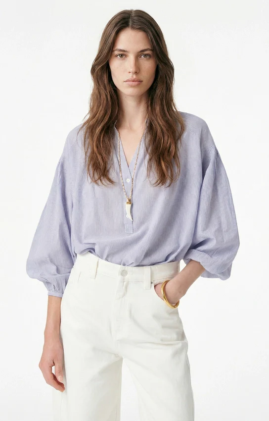 Nipoa Blouse White/Blue - Image 3