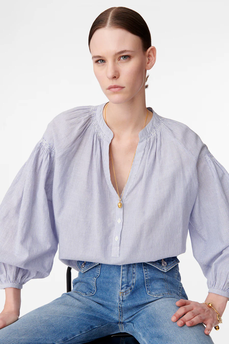 Nipoa Blouse White/Blue - Image 4