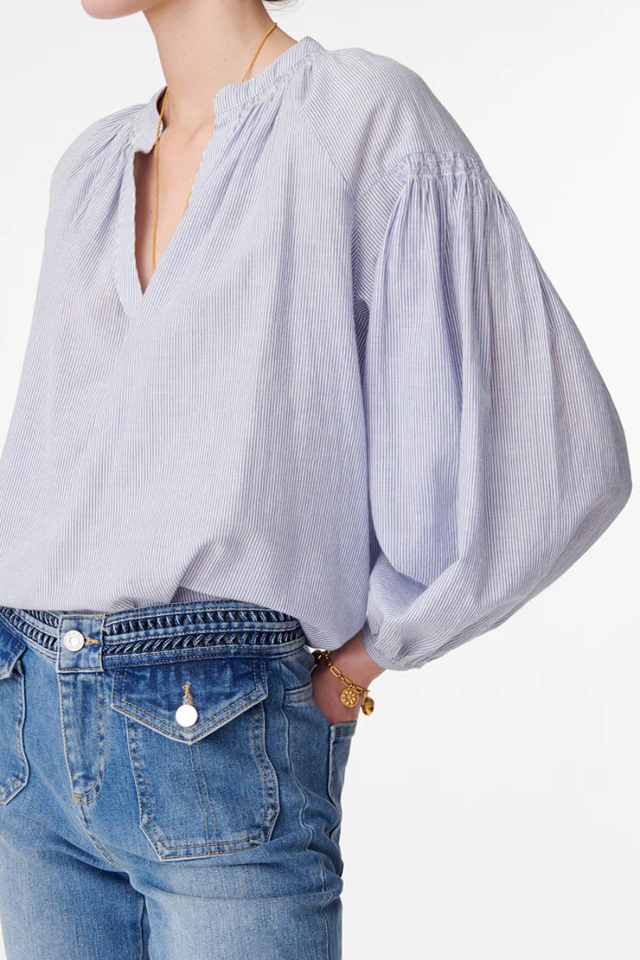 Nipoa Blouse White/Blue - Image 6