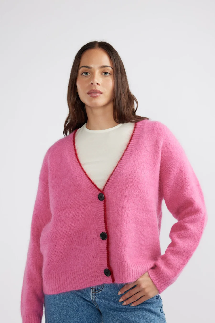 Noah Knit Cardigan Pink Punch - Image 3