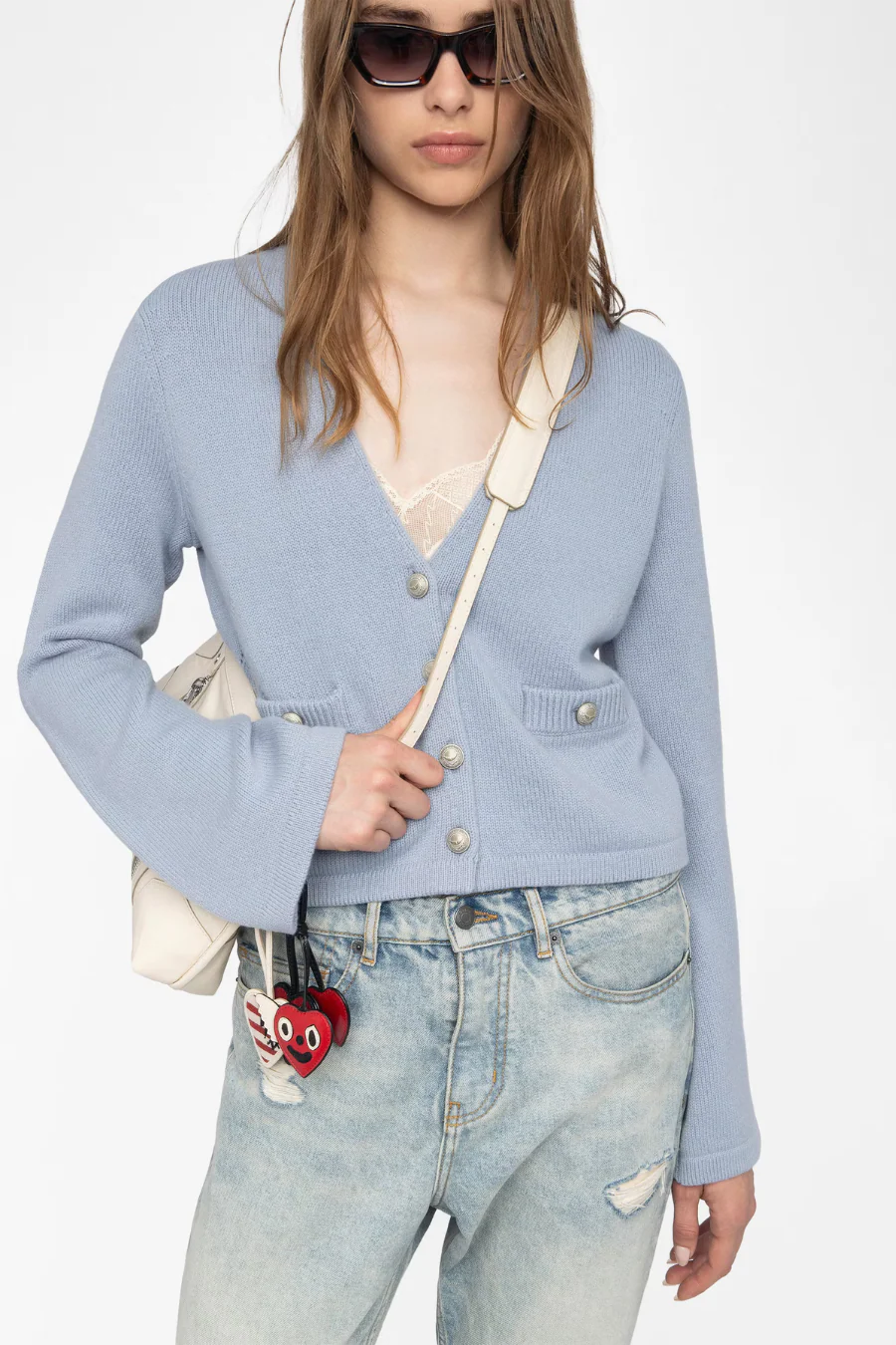 Nolly Cashmere Cardigan Light Blue - Image 3