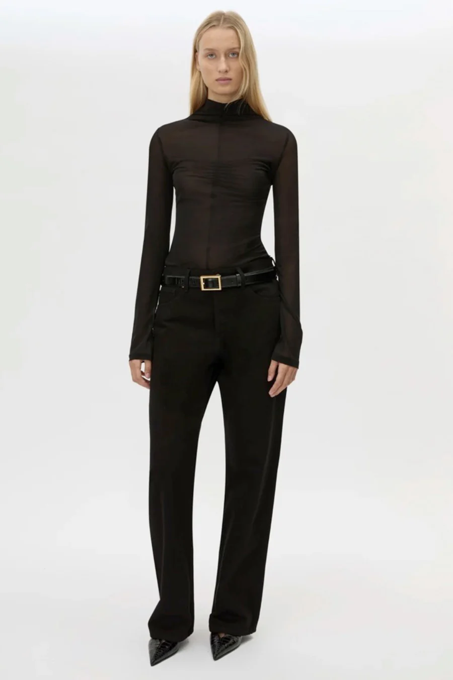 Novel Long Sleeve Stocking Top Black