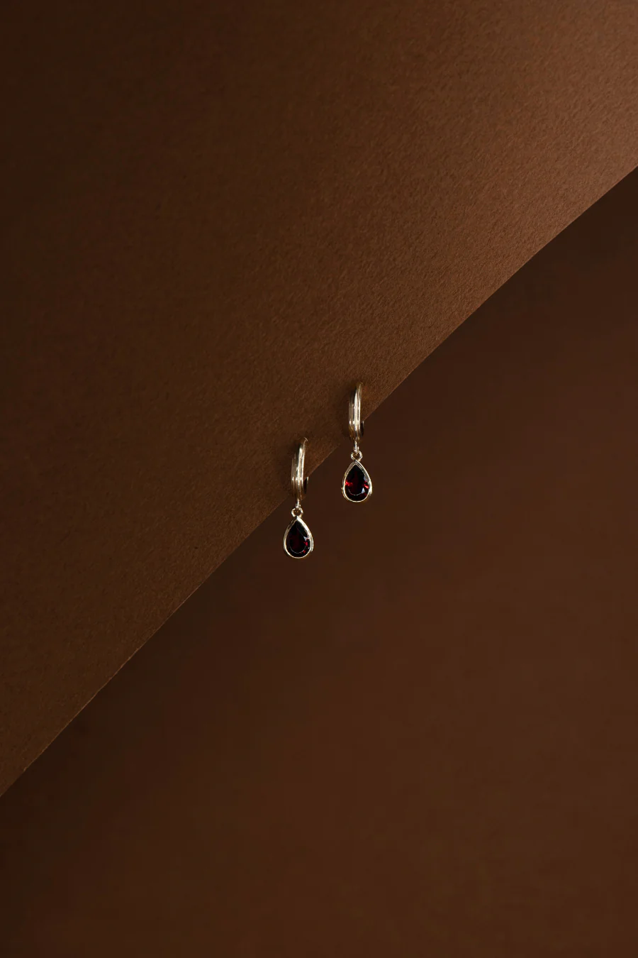 Ophelia Hoops 22k Gold Vermeil Pear Garnet - Image 3