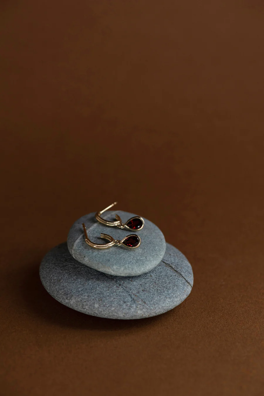 Ophelia Hoops 22k Gold Vermeil Pear Garnet - Image 4