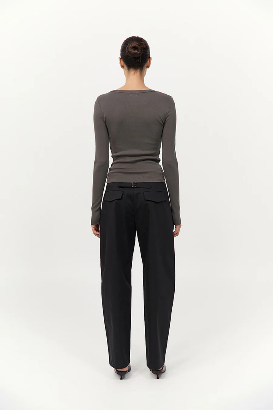 Organic Cotton Long Sleeve Top Khaki - Image 3