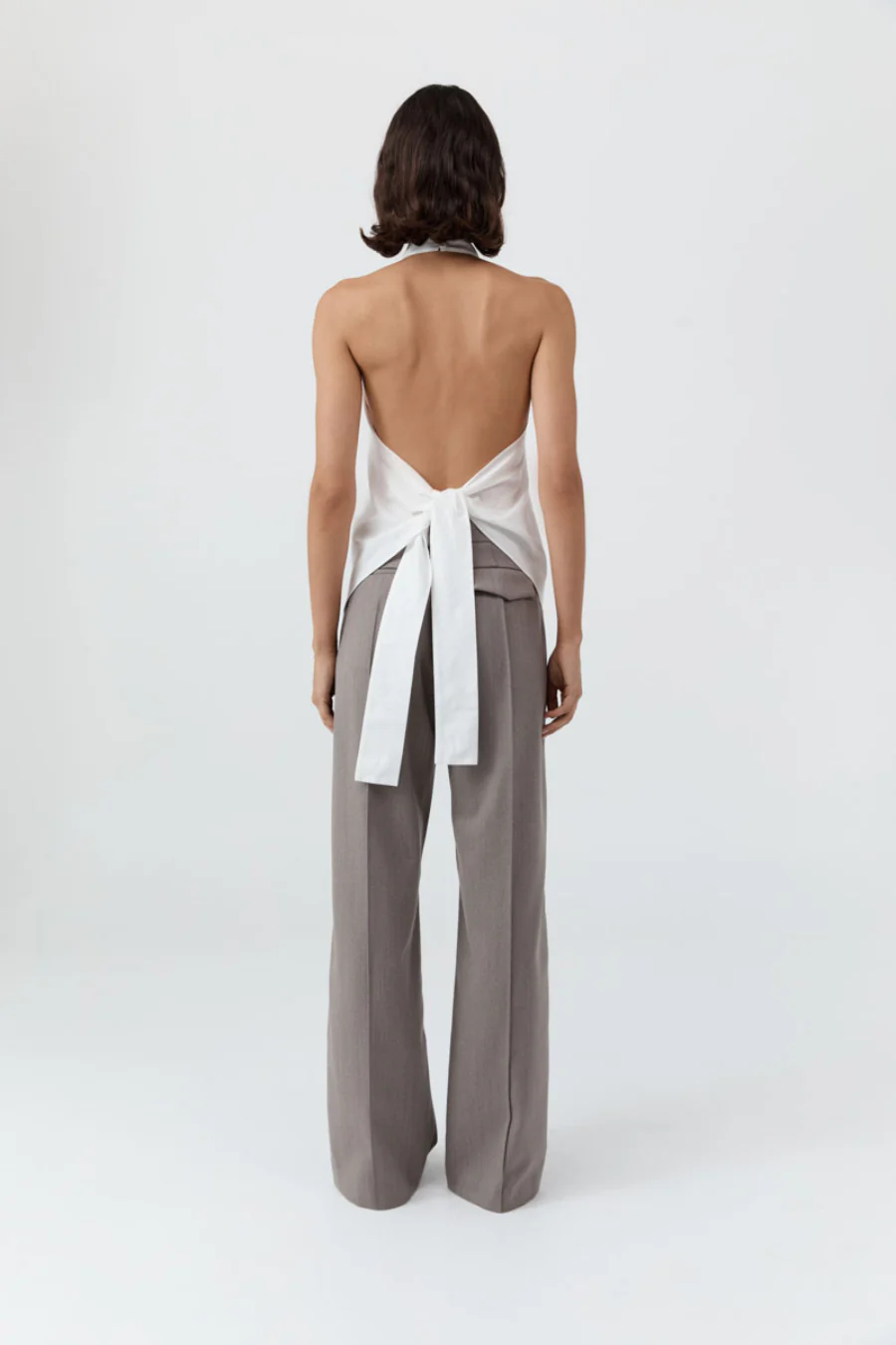 Oxford Halter Tie Back Top White - Image 2