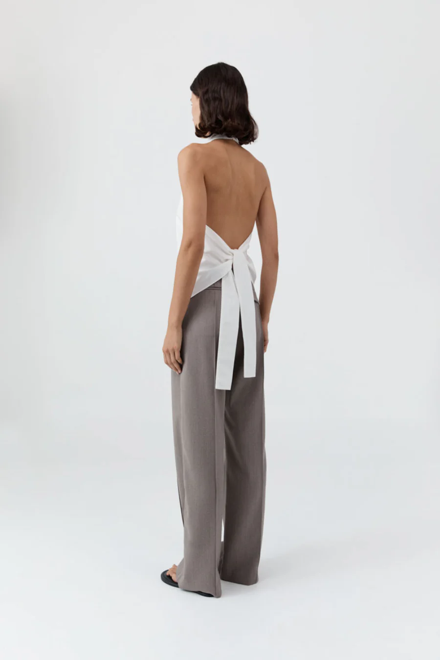 Oxford Halter Tie Back Top White - Image 3