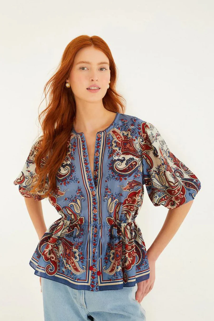 Paisley Scarf Blouse Cream
