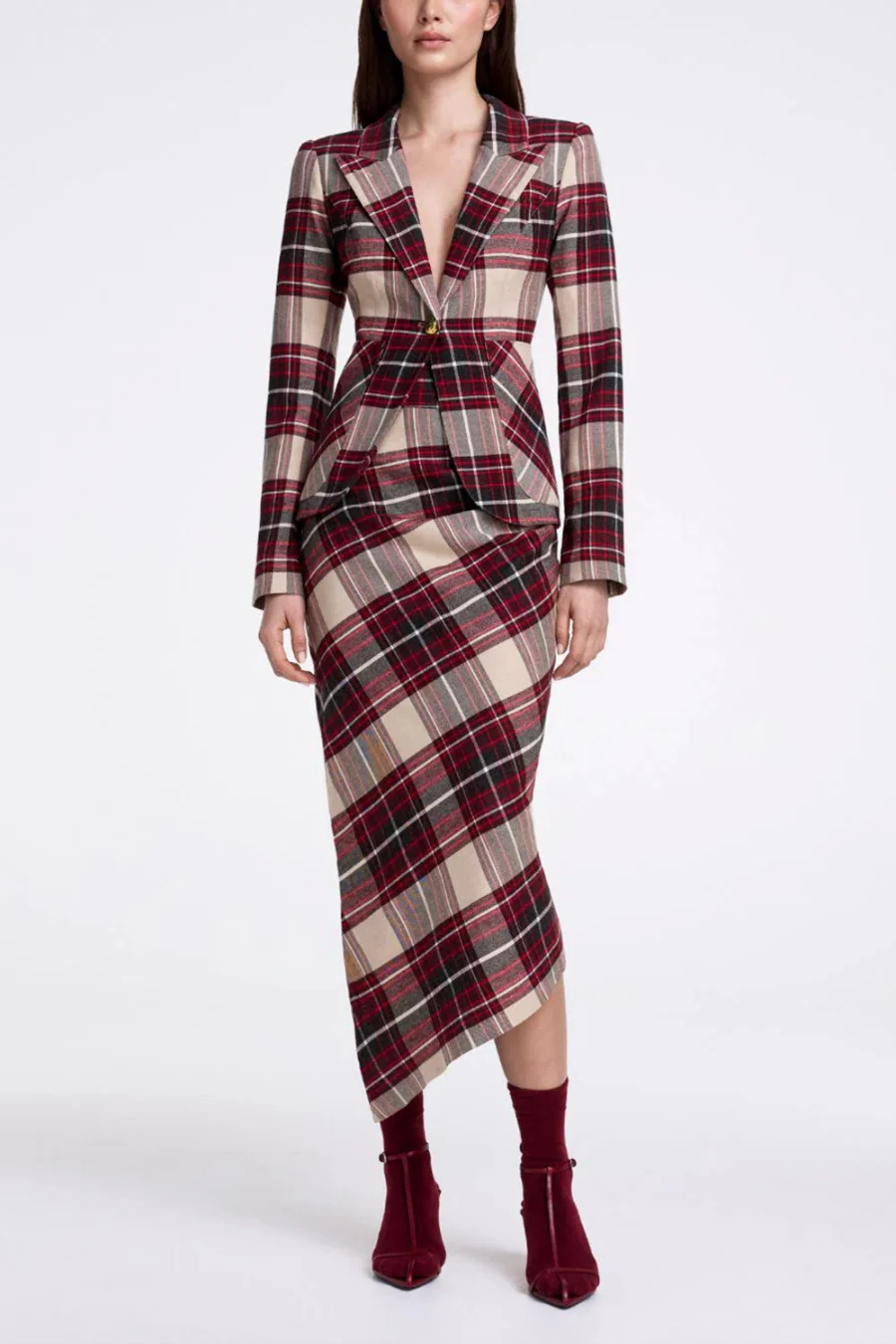 Patch Pocket Duchess Blazer Garnet Plaid - Image 3