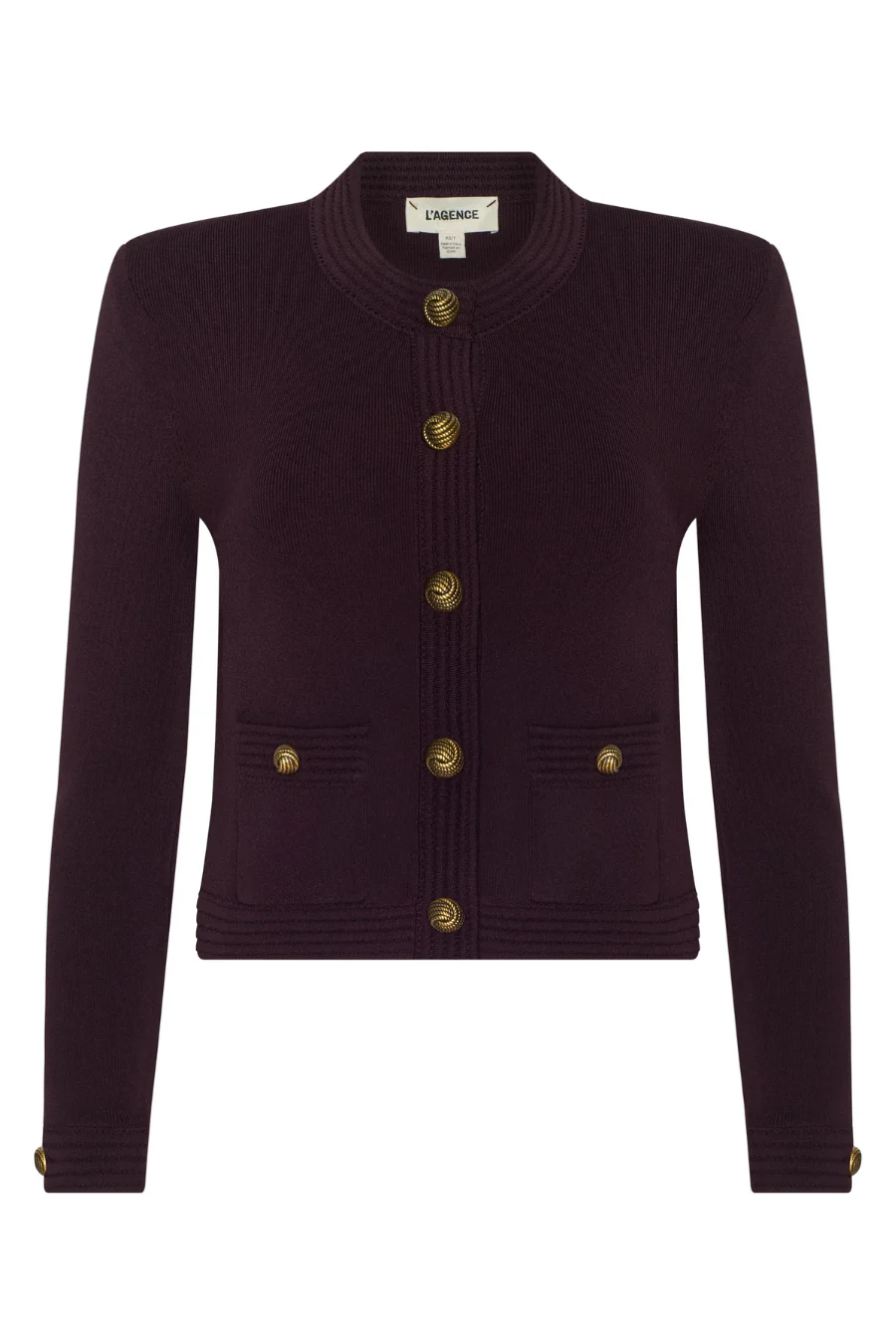 Patsy Crop Crew Cardigan Malbec/ Gold - Image 4