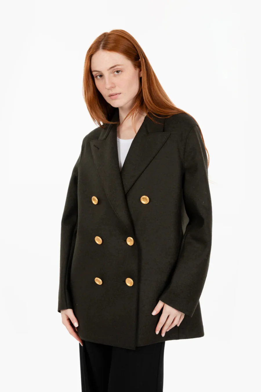 Peacoat Pressed Wool Dark Khaki - Image 3