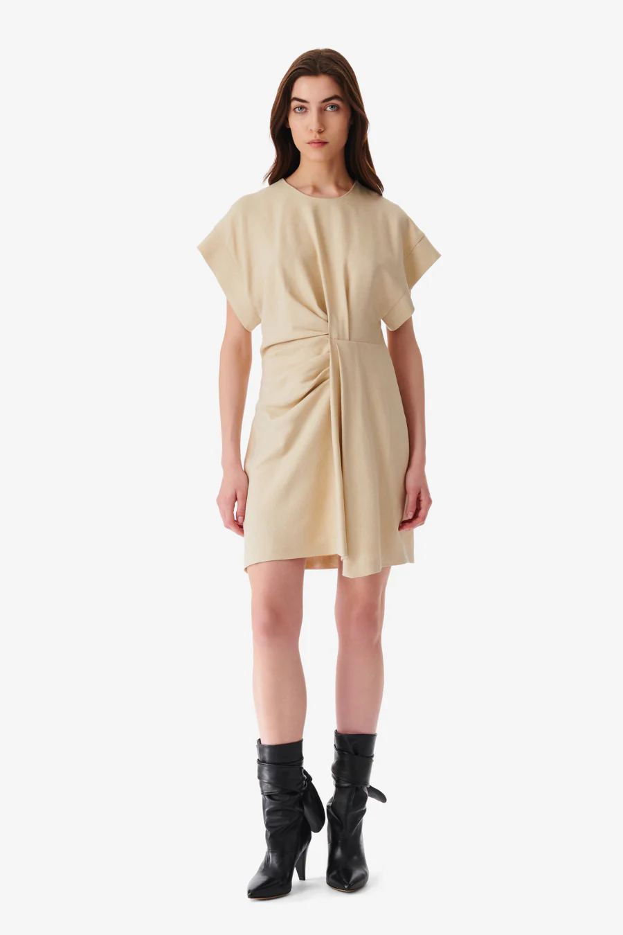 Pena Wrap Mini Dress Light Beige - Image 3