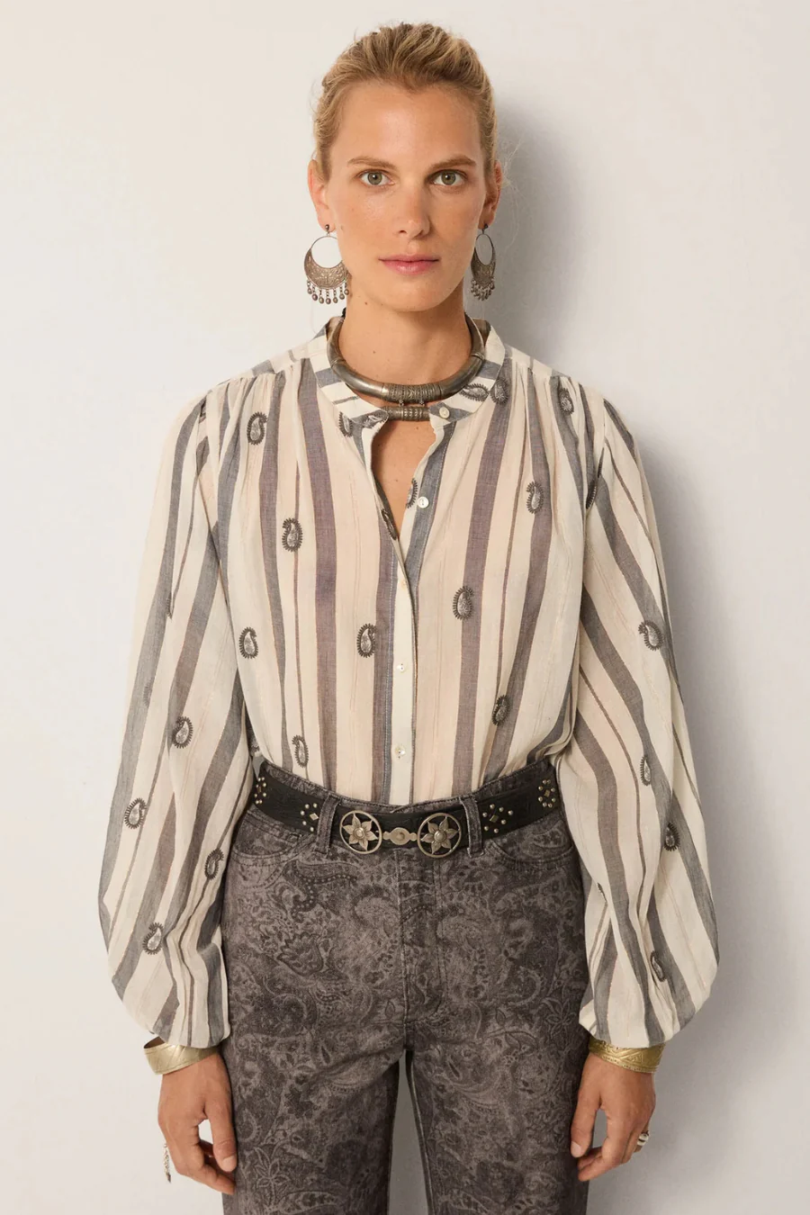 Perla Blouse Ivory Paisley