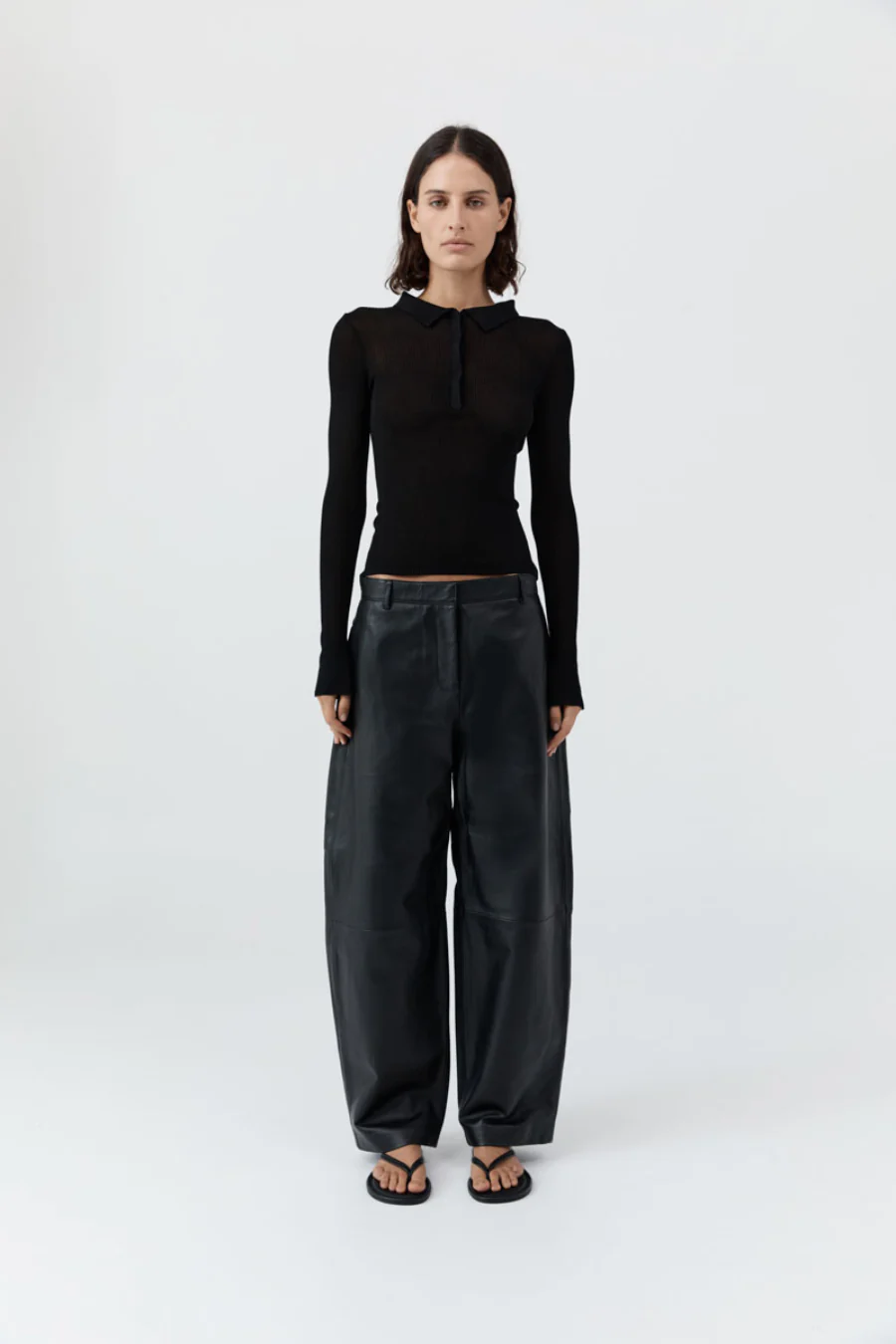 Petite Polo Knit Top Black - Image 2