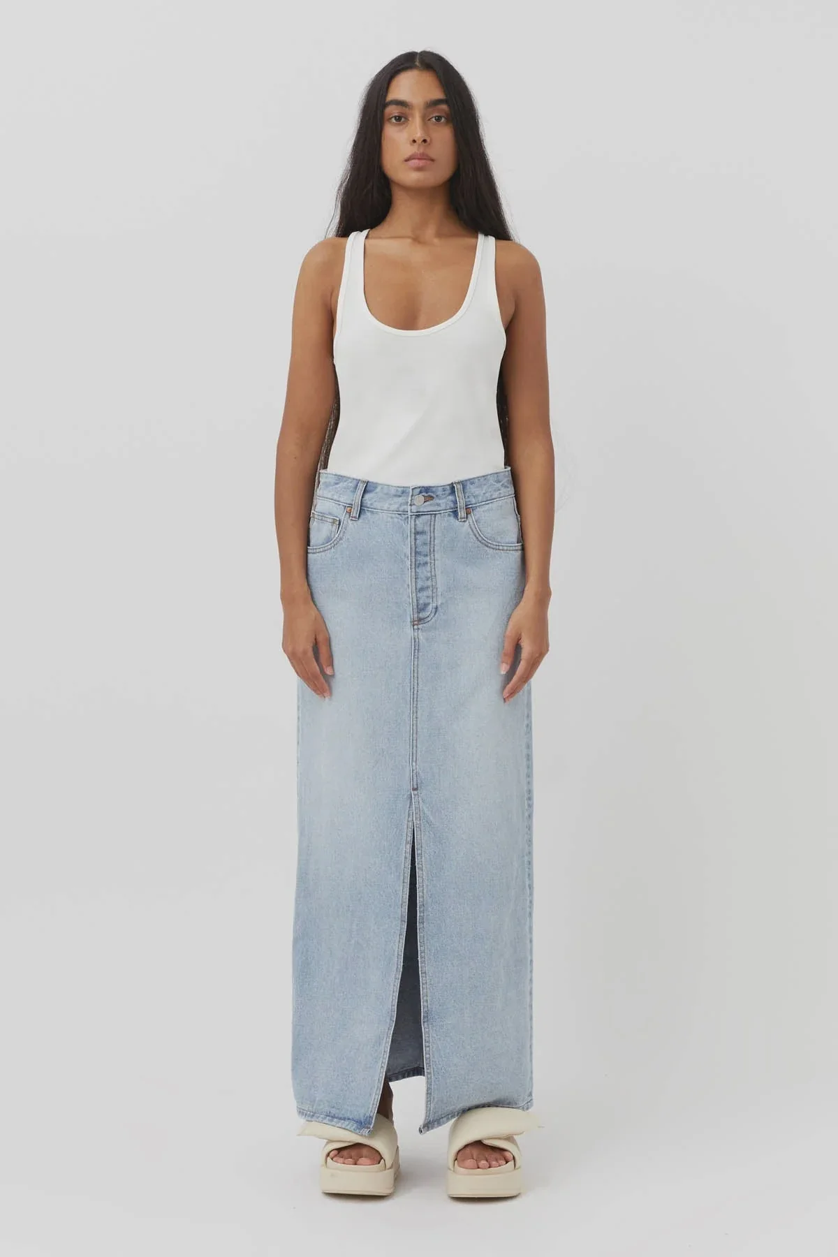 Phoebe Maxi Skirt Washed Blue