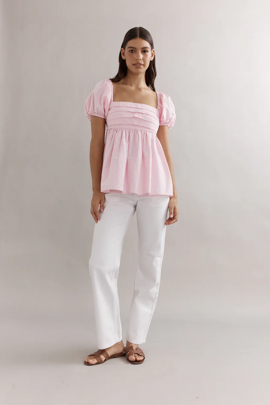 Piper Bodice Pink Seersucker