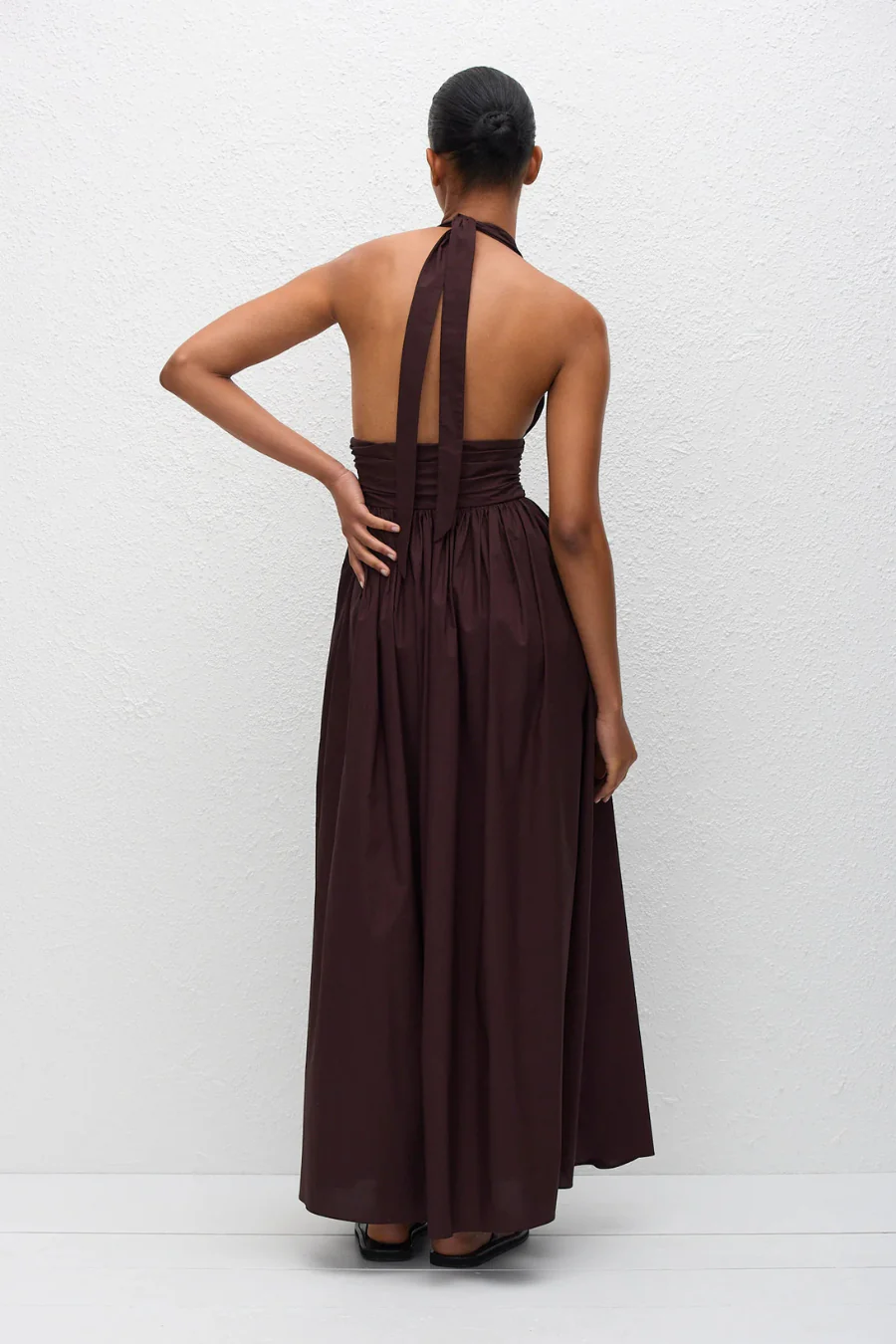 Plunge Halter Dress Aubergine - Image 3