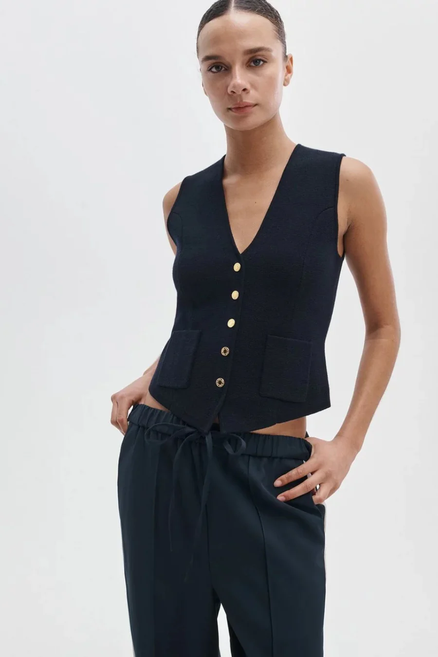 Portia Merino Wool Vest Navy - Image 2