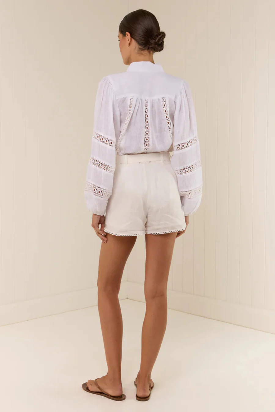 Porto Shorts White Linen - Image 3