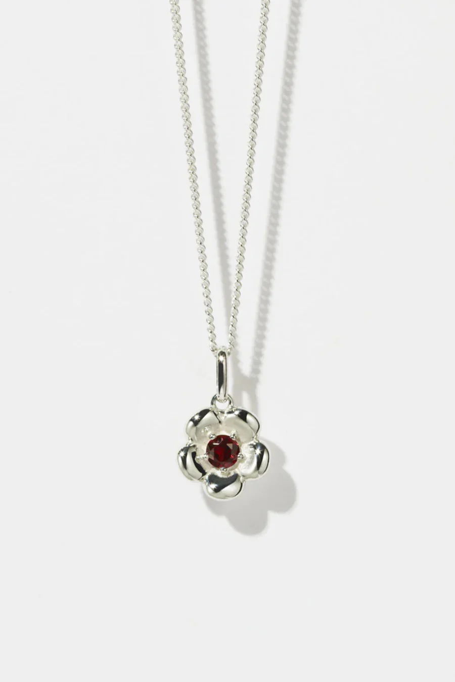 Posie Charm Necklace Sterling Silver African Garnet