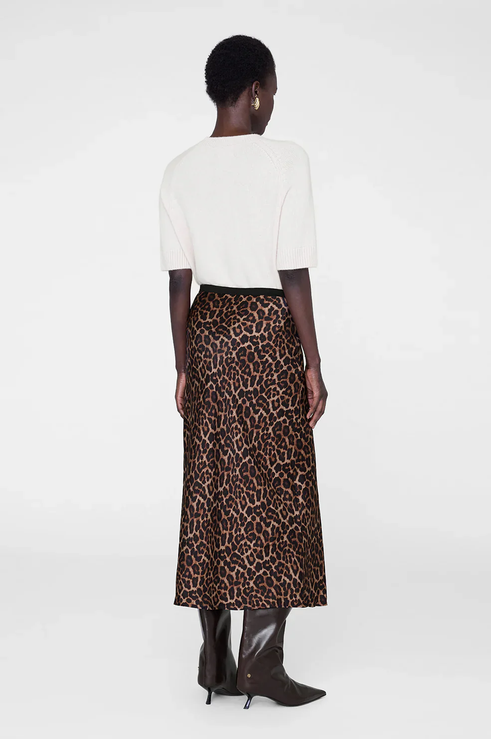 Printed Bar Silk Skirt Black And Brown Leopard - Image 2