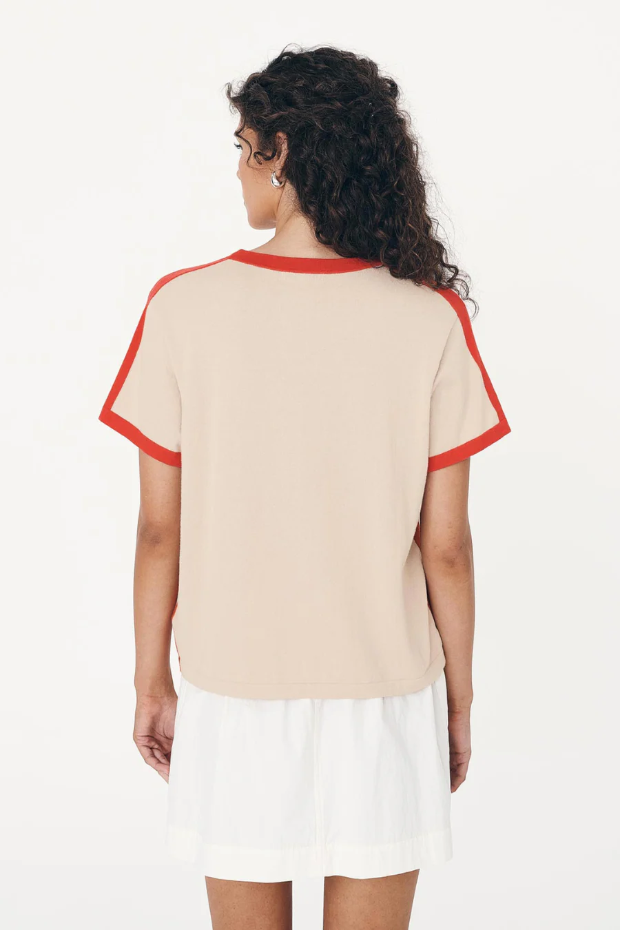Rania Contrast Knit Tee Spiced Latte - Image 2