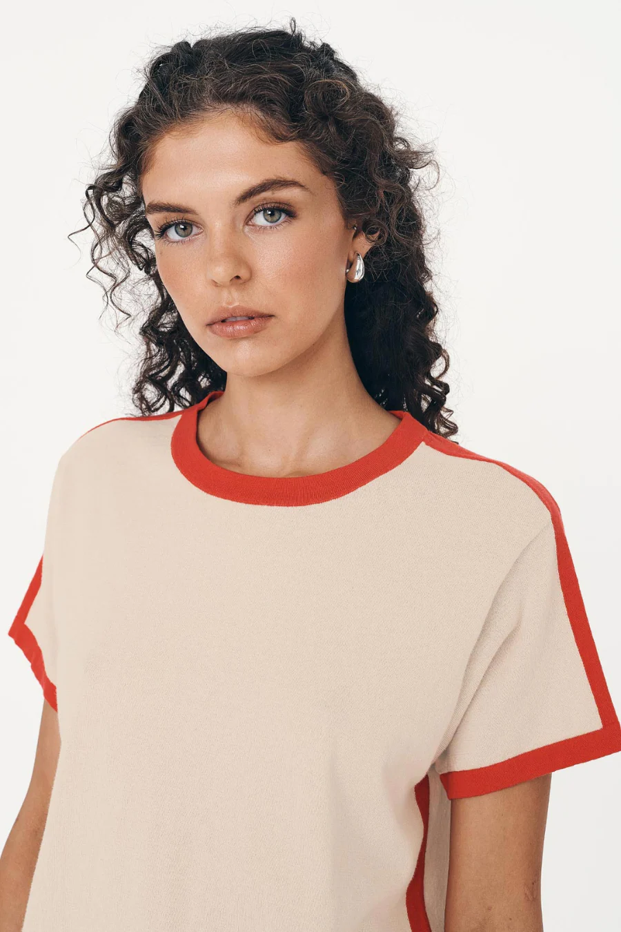 Rania Contrast Knit Tee Spiced Latte - Image 3