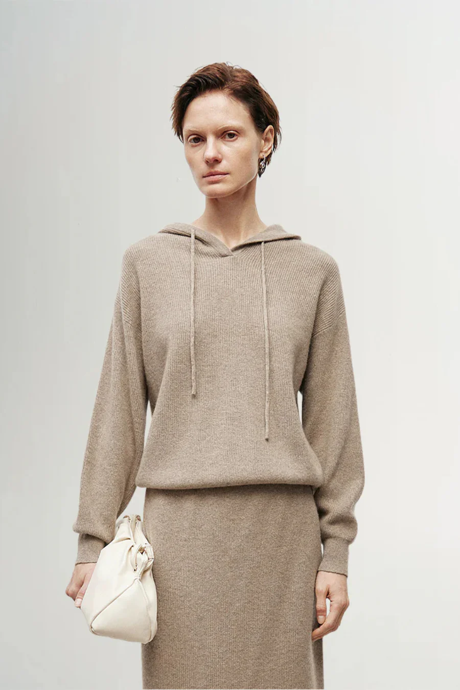 Relaxed Fit Cashmere Hoodie Raw Velvet Brown