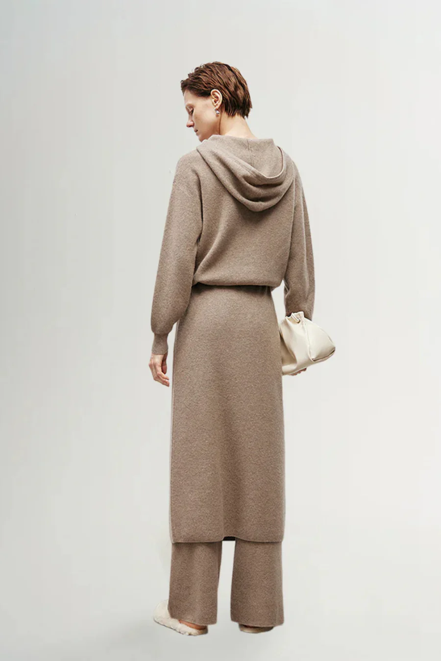 Relaxed Fit Cashmere Hoodie Raw Velvet Brown - Image 2