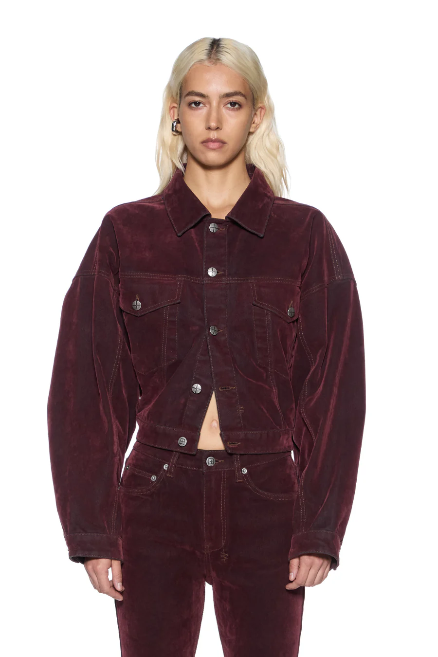 Relaxed Trucker Jacket Merlot - Image 3