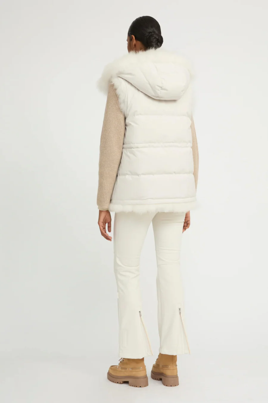 Reversible Long-Haired Lambskin Gilet Blanc - Image 4
