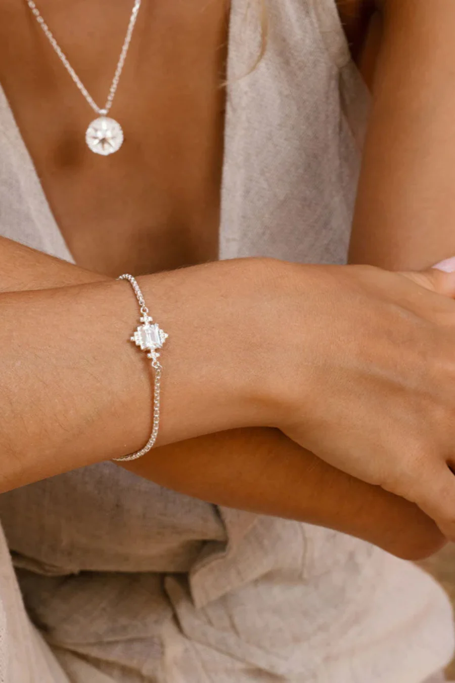 Reya Bracelet Sterling Silver White Topez - Image 2