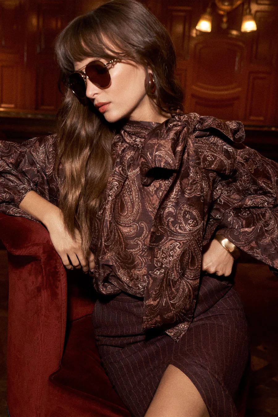 Rhett Oversized Blouse Brown Etched Paisley - Image 3