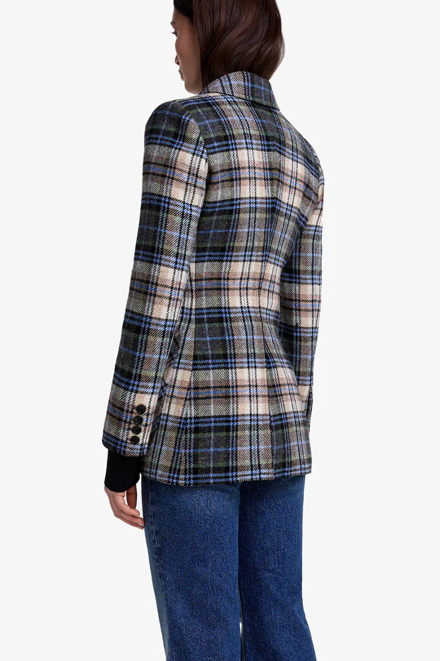 Rib Cuff Birkin Blazer Multi Plaid With Black - Image 2