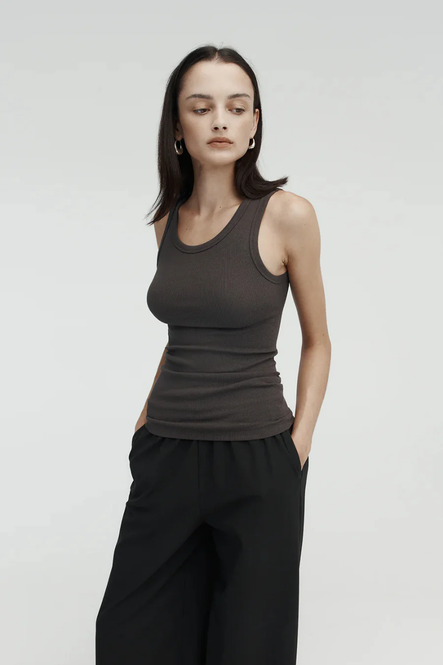 Ribbed Tank Top Ganache