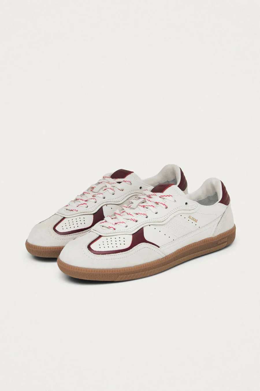 Rife Grain White Burgundy Leather Sneakers - Image 3