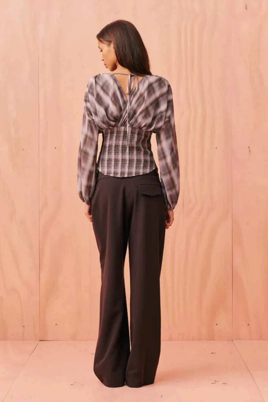 Riley Long Sleeve Blouse Haze Tartan - Image 2