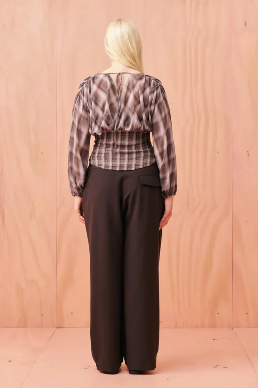 Riley Long Sleeve Blouse Haze Tartan - Image 4