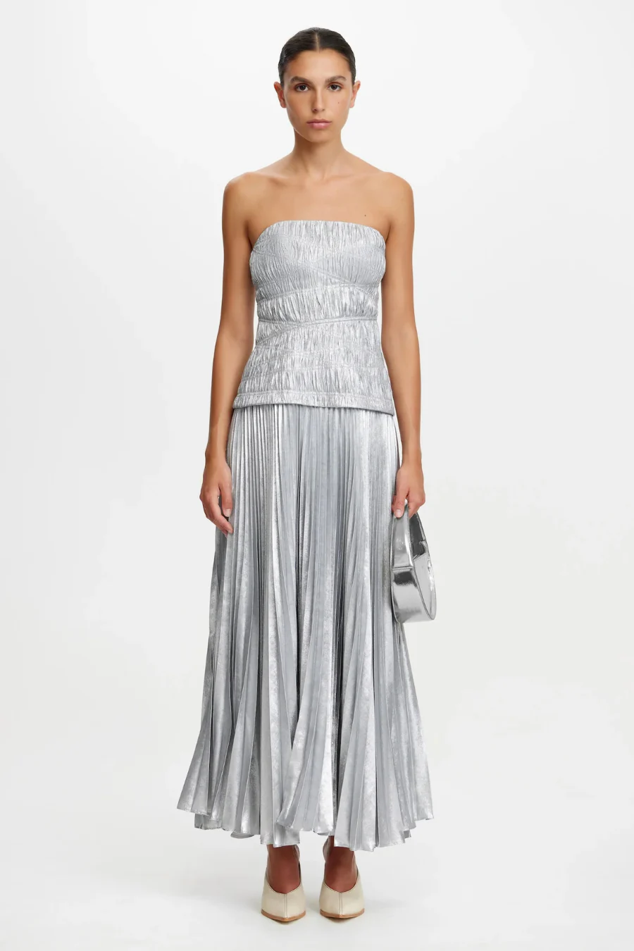 Rockland Midi Dress Dove Metallic