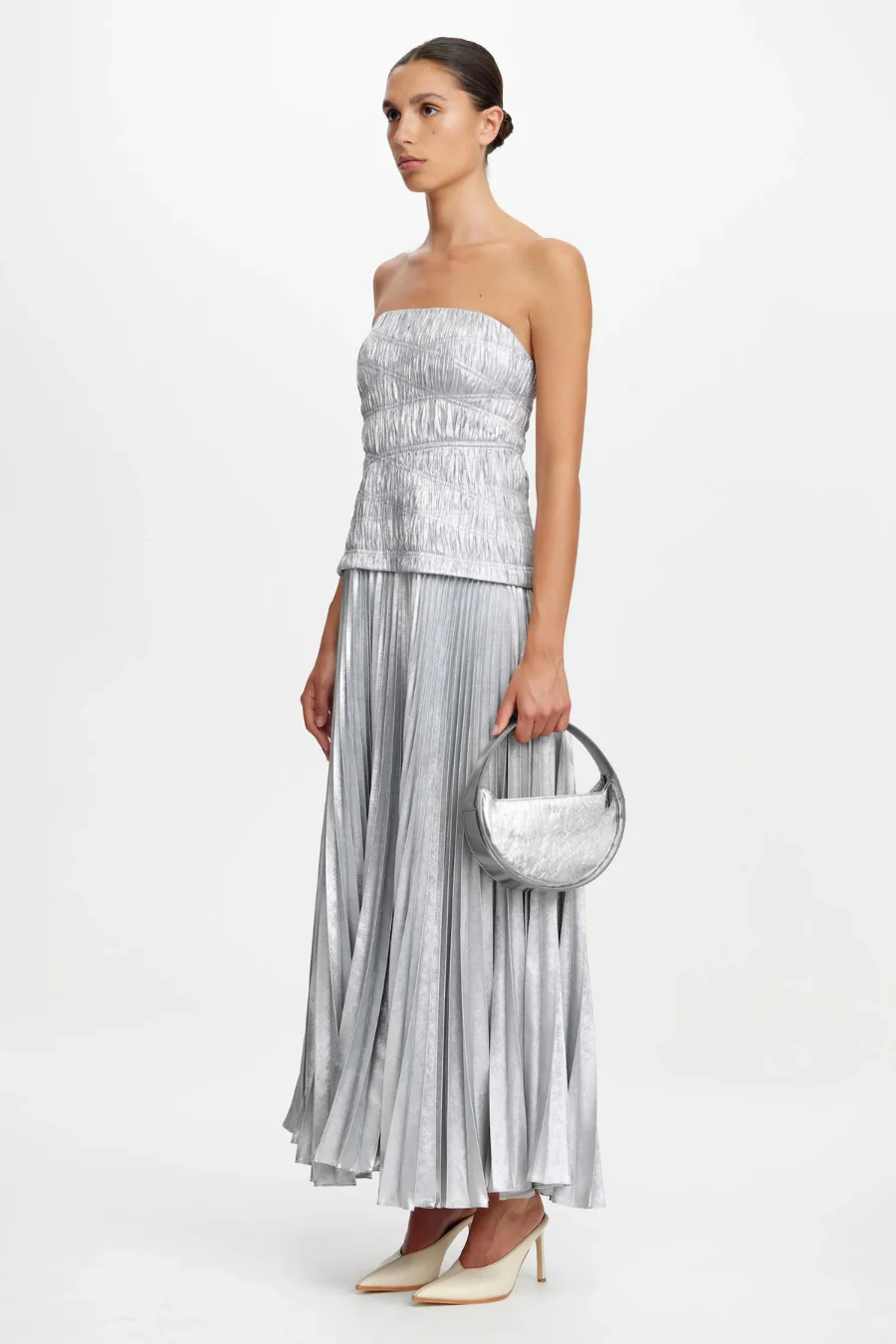 Rockland Midi Dress Dove Metallic - Image 3