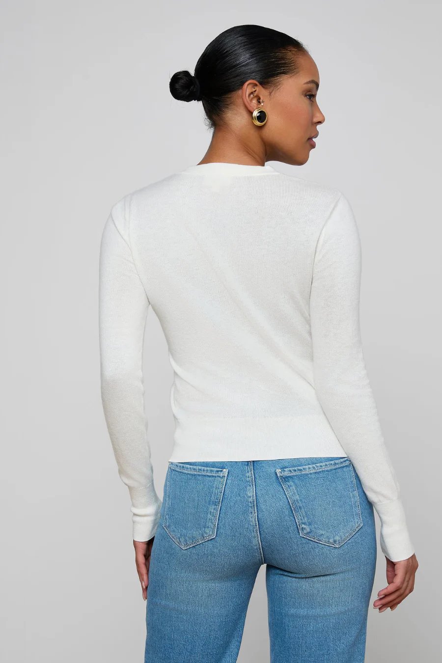 Ronda Knit Henley Pullover Ivory/ Gold - Image 2