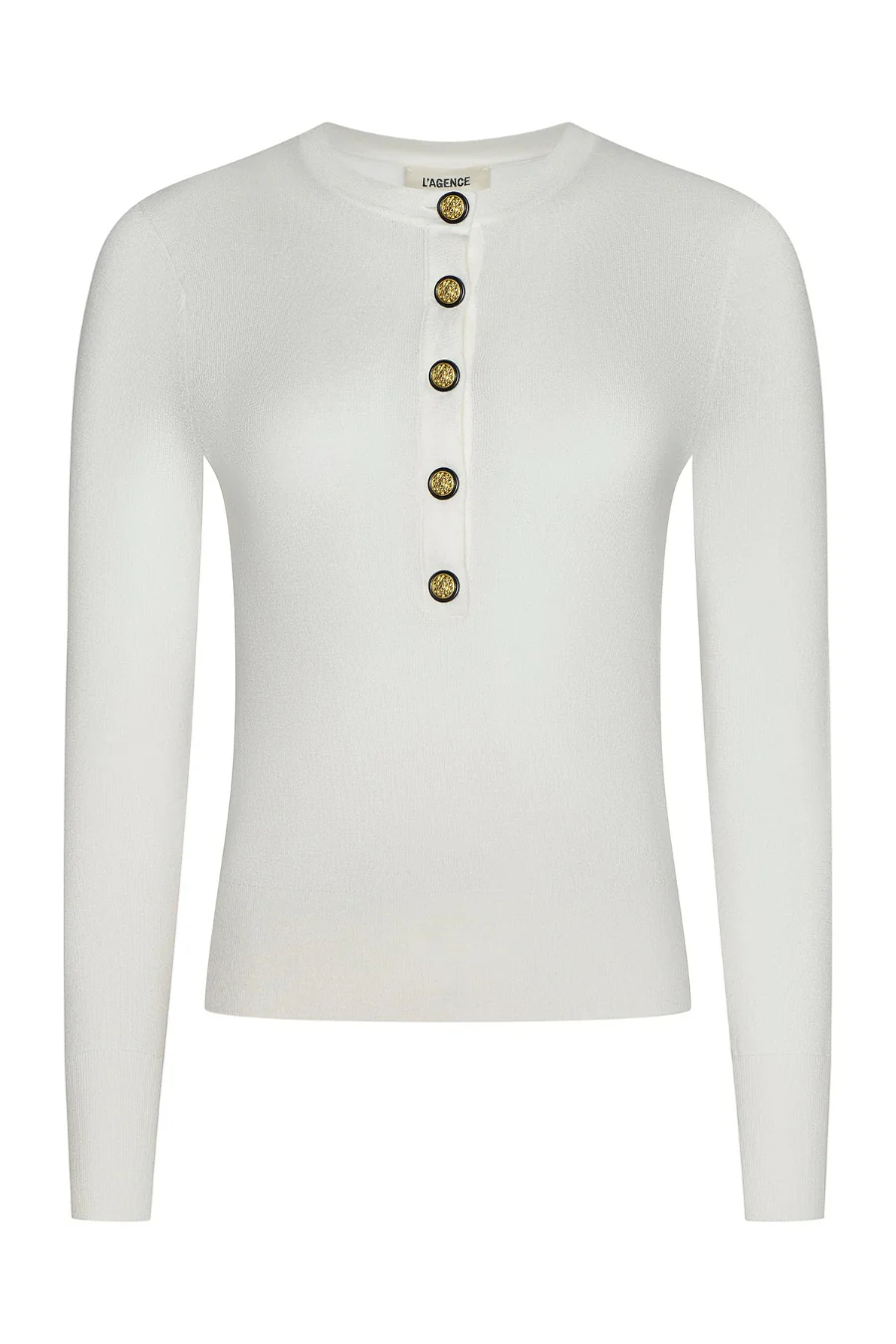 Ronda Knit Henley Pullover Ivory/ Gold - Image 3