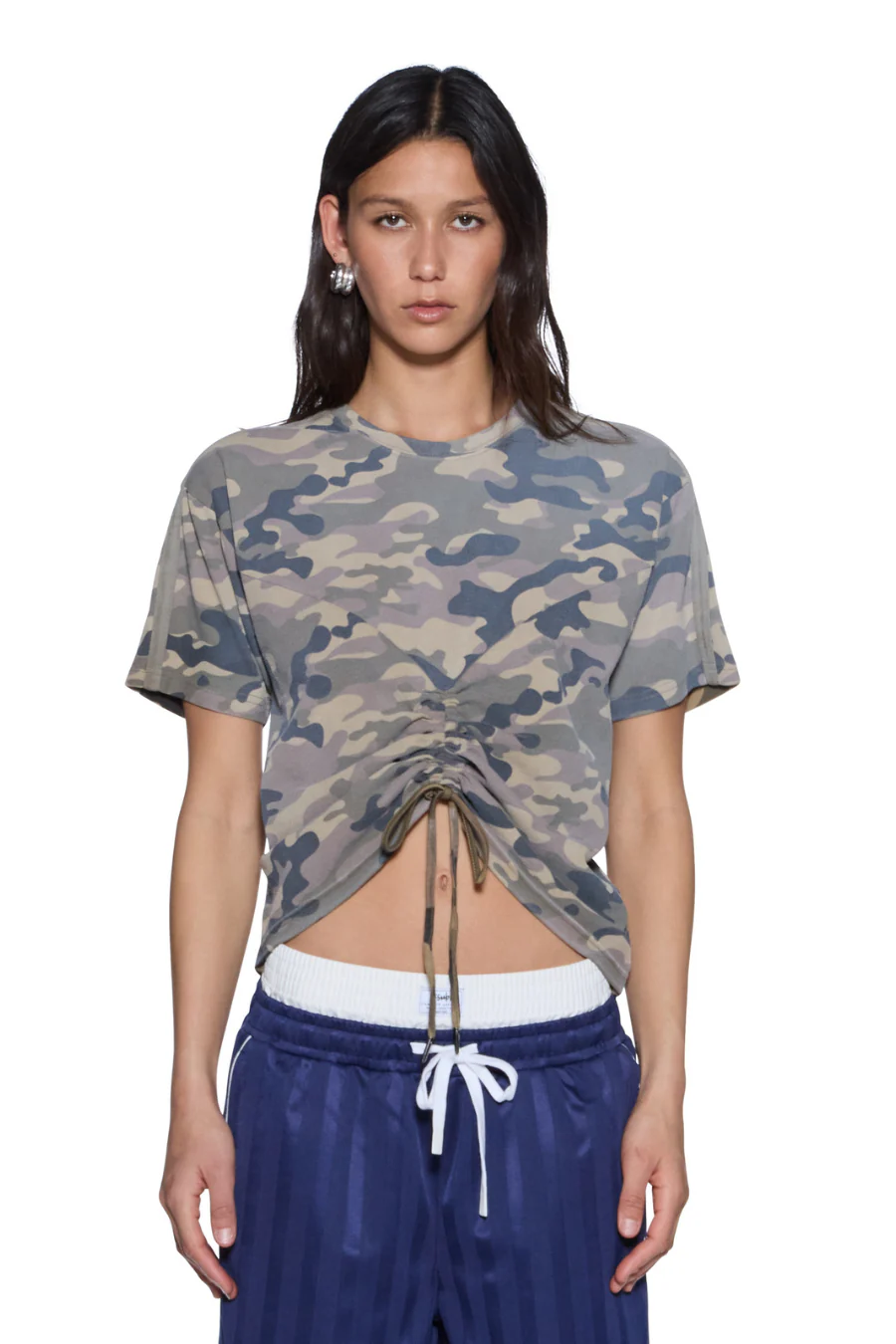 Ruched Everyday Tee Camo Green - Image 3