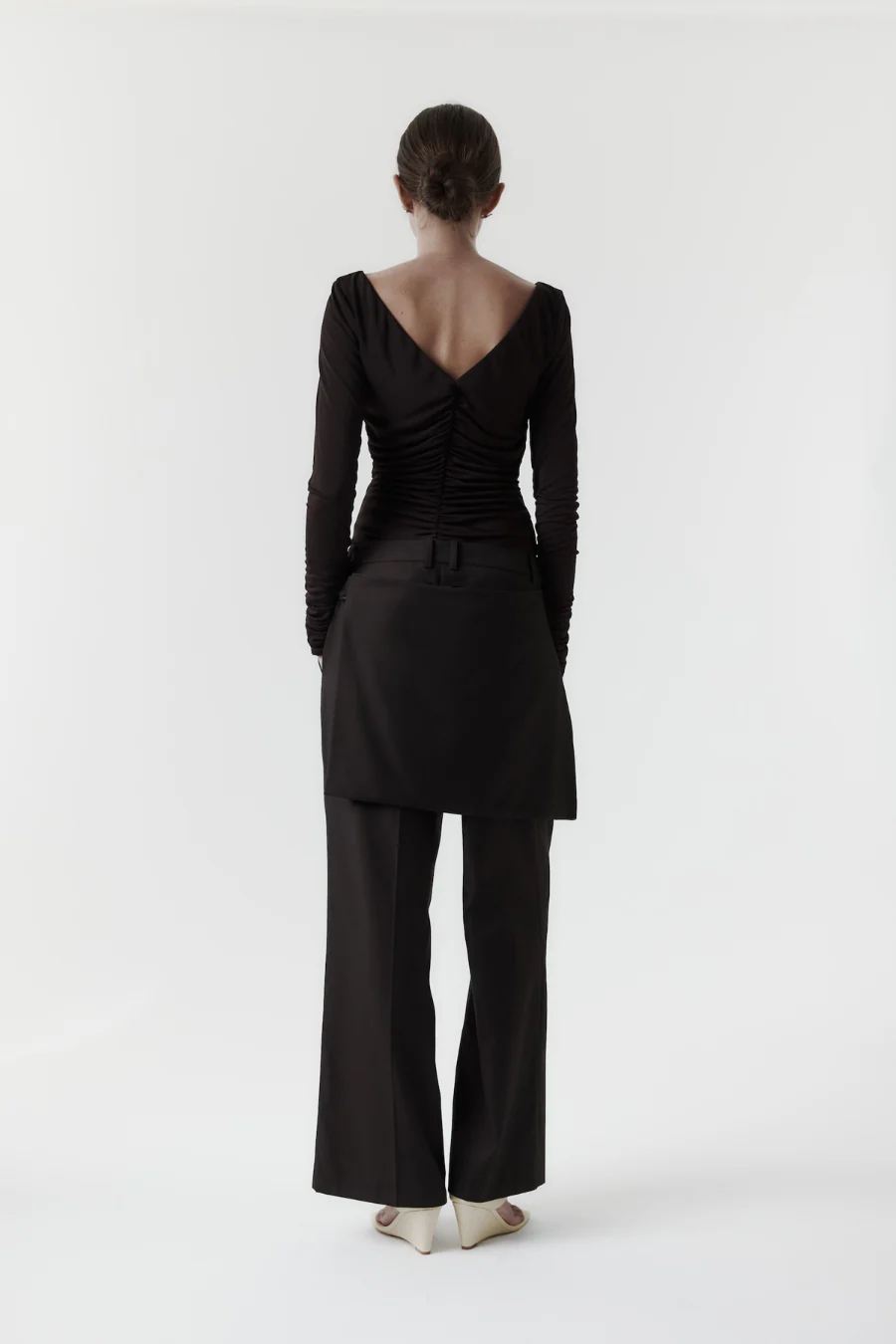 Ruched Long Sleeve Top Balsamic - Image 2